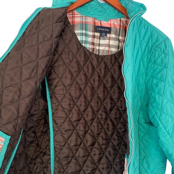 Lands' End Teal Blue/Green Lightweight Quilted Zippered Jacket, Pockets, Size LP - Picture 4 of 15